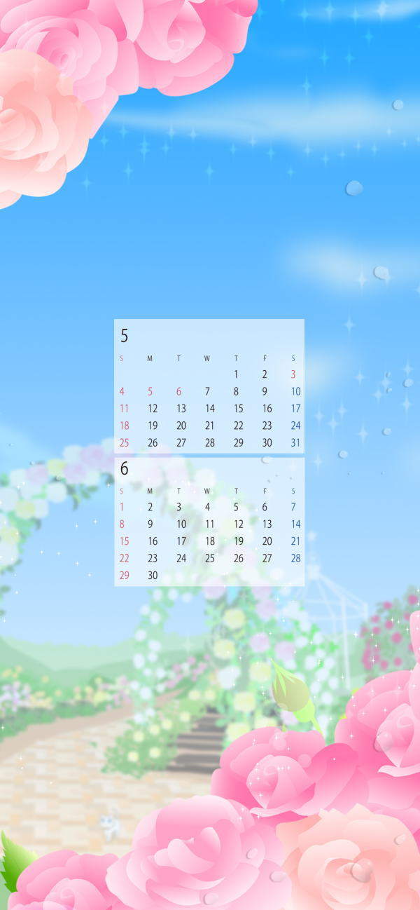 2025年カレンダー 5・6月　スマホ壁紙