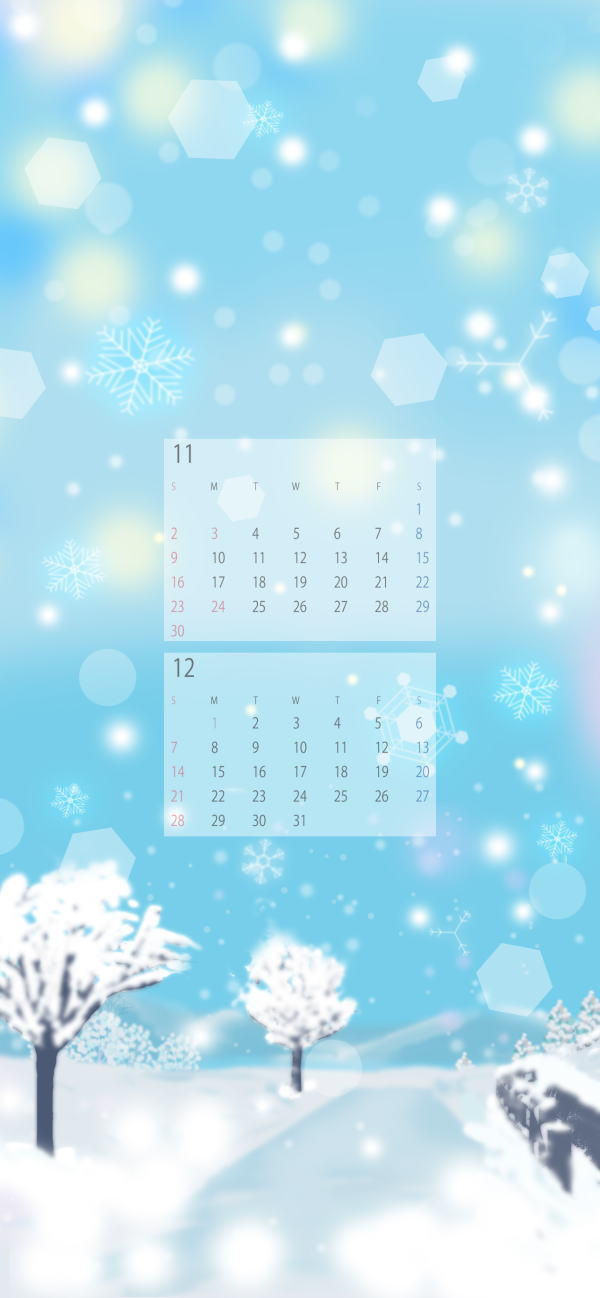 2025年カレンダー 11・12月 スマホ壁紙