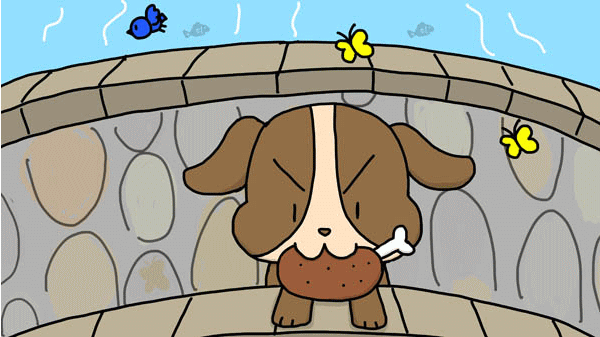 欲張りな犬(犬と肉) イソップ童話 福娘童話集 GIFイラスト04