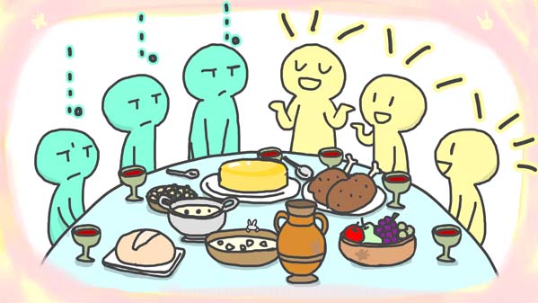 『キツネとツル』(イソップ童話) 12 福娘童話集 イラスト : myi