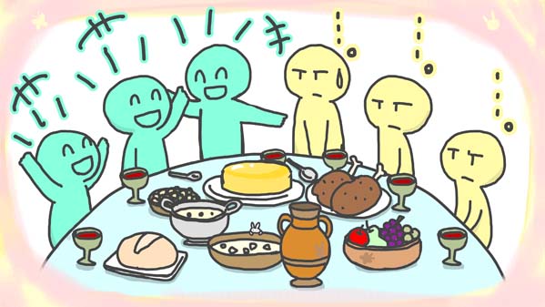 『キツネとツル』(イソップ童話) 13 福娘童話集 イラスト : myi