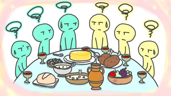 『キツネとツル』(イソップ童話) 14 福娘童話集 イラスト : myi