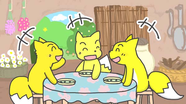 『キツネとツル』(イソップ童話) 15 福娘童話集 イラスト : myi