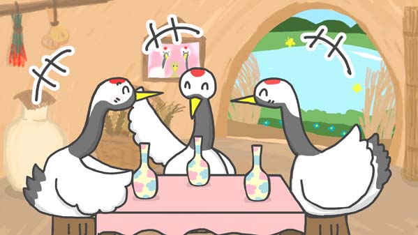 『キツネとツル』(イソップ童話) 16 福娘童話集 イラスト : myi