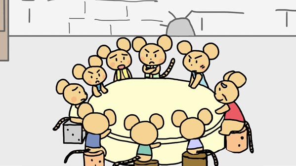 ネズミの会議 イソップ童話 福娘童話集 イラスト03
