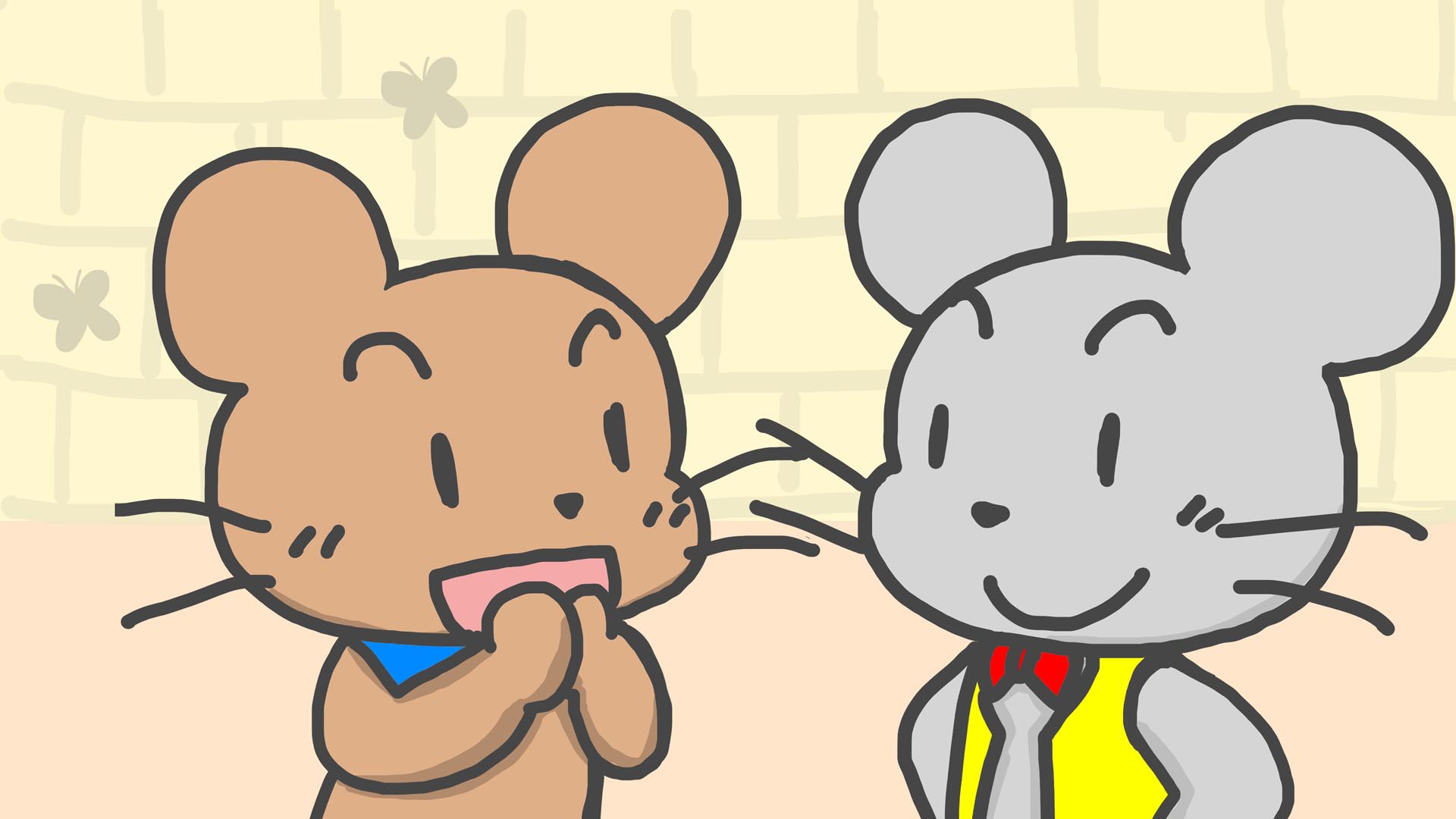 『野ネズミと家ネズミ』(イソップ童話) 12 福娘童話集 イラスト : myi