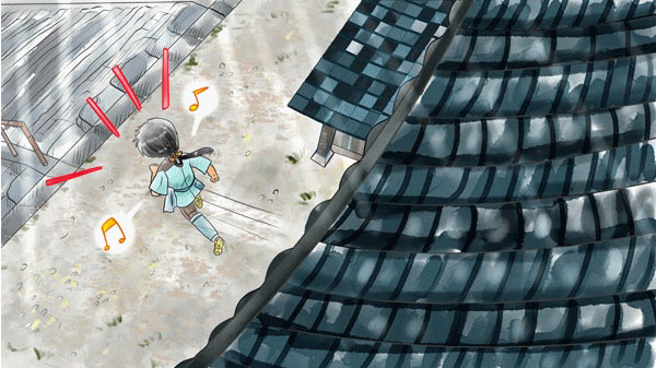 わらしべ長者 奈良県の民話 GIFイラスト02