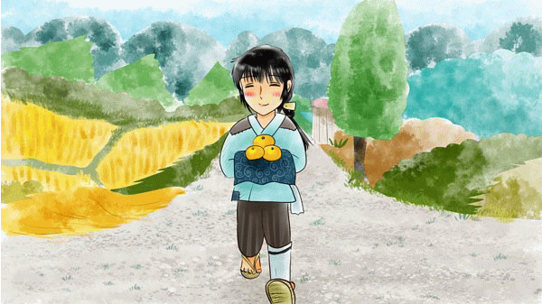 わらしべ長者 奈良県の民話 GIFイラスト05