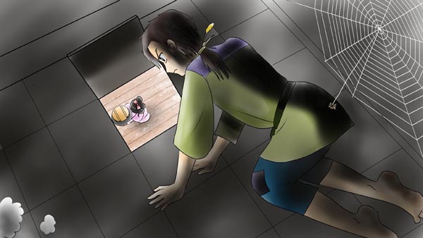 『食わず女房』(群馬県の民話) 11 福娘童話集 イラスト : myi