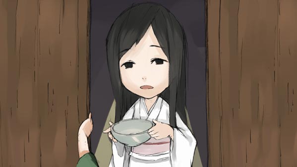 子育て幽霊 イラスト02 百物語 福娘童話集