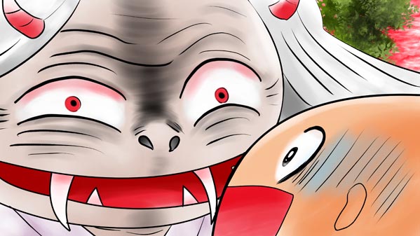 『三枚のお札』(百物語) 12 福娘童話集 イラスト : 愛ちん（夢宮愛）