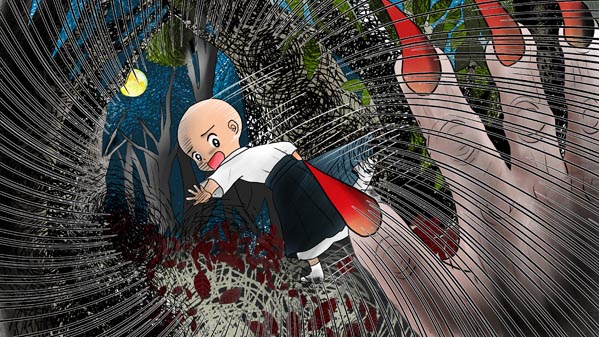 『三枚のお札』(百物語) 34 福娘童話集 イラスト : 愛ちん（夢宮愛）