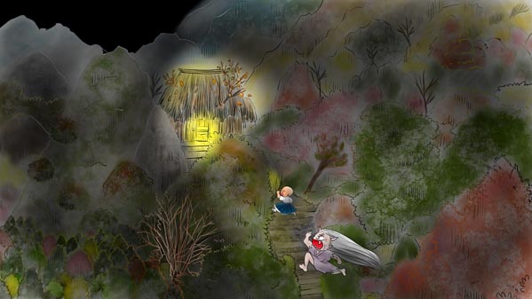 『三枚のお札』(百物語) 42 福娘童話集 イラスト : 愛ちん（夢宮愛）