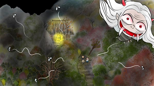 『三枚のお札』(百物語) 57 福娘童話集 イラスト : 愛ちん（夢宮愛）
