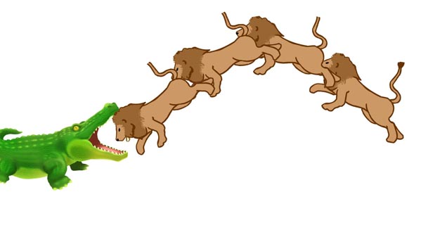 ほらふき男爵 ワニとライオン退治