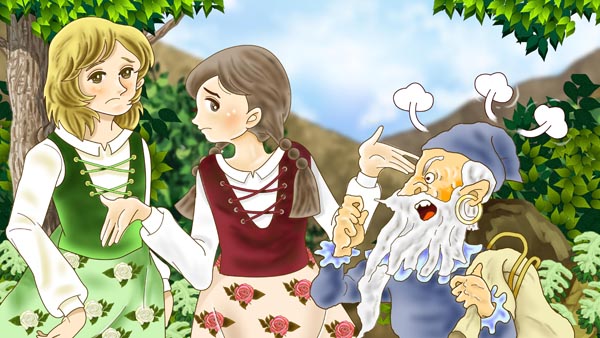 『白バラちゃんと赤バラちゃん』(グリム童話) 08 福娘童話集 イラスト :みずしま薫