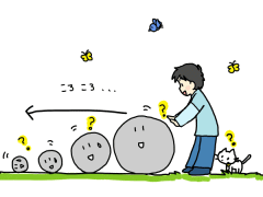 転がれば転がるほど小さくなるのは?