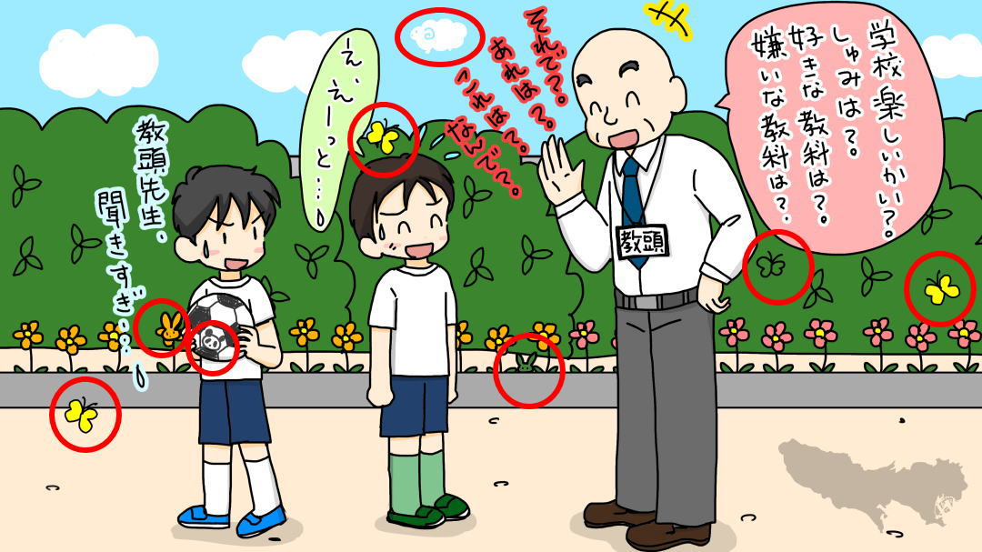 質問ばかりしてくる教頭先生がいる都道府県は?<なぞなぞ小学校 隠しキャラの答え>