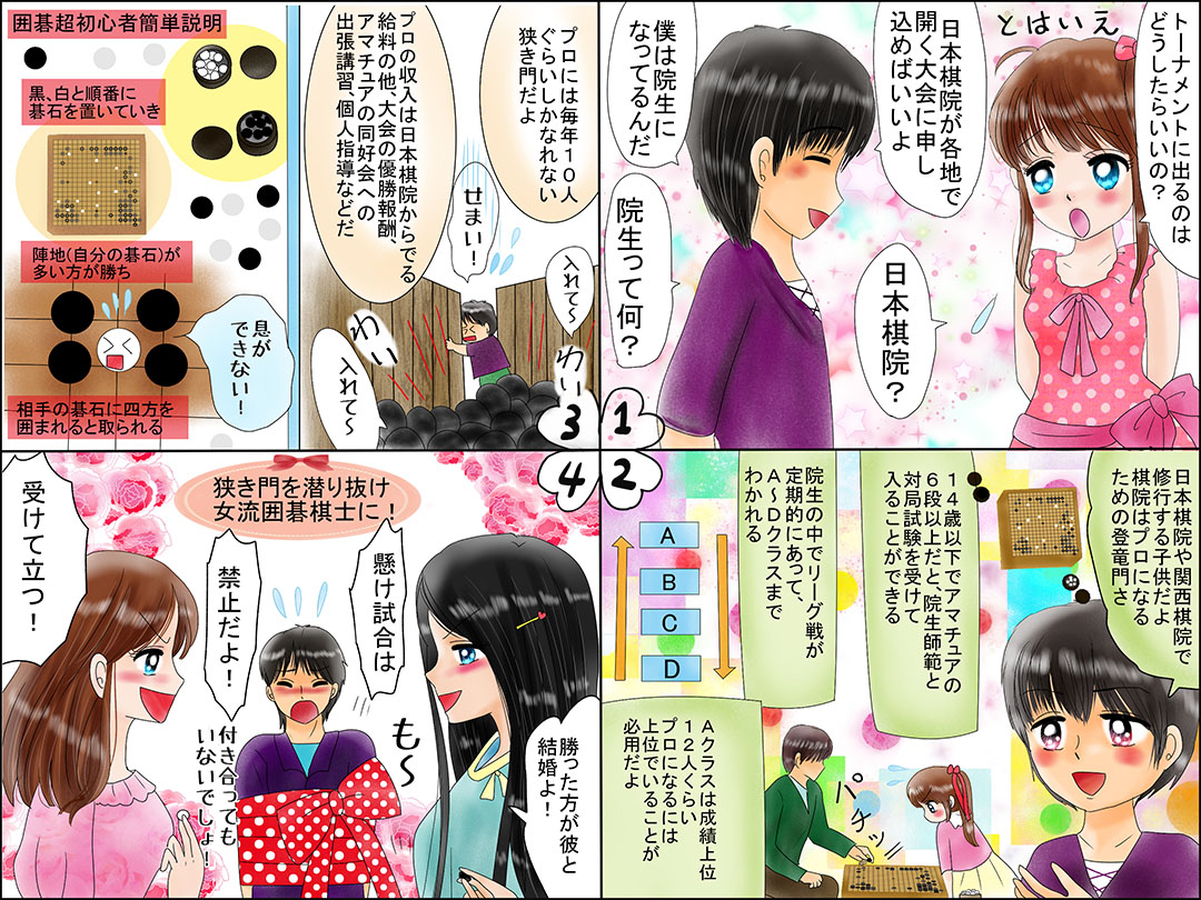 女流囲碁棋士(Female Go player)お仕事マンガ 「狭き門を潜り抜け」
