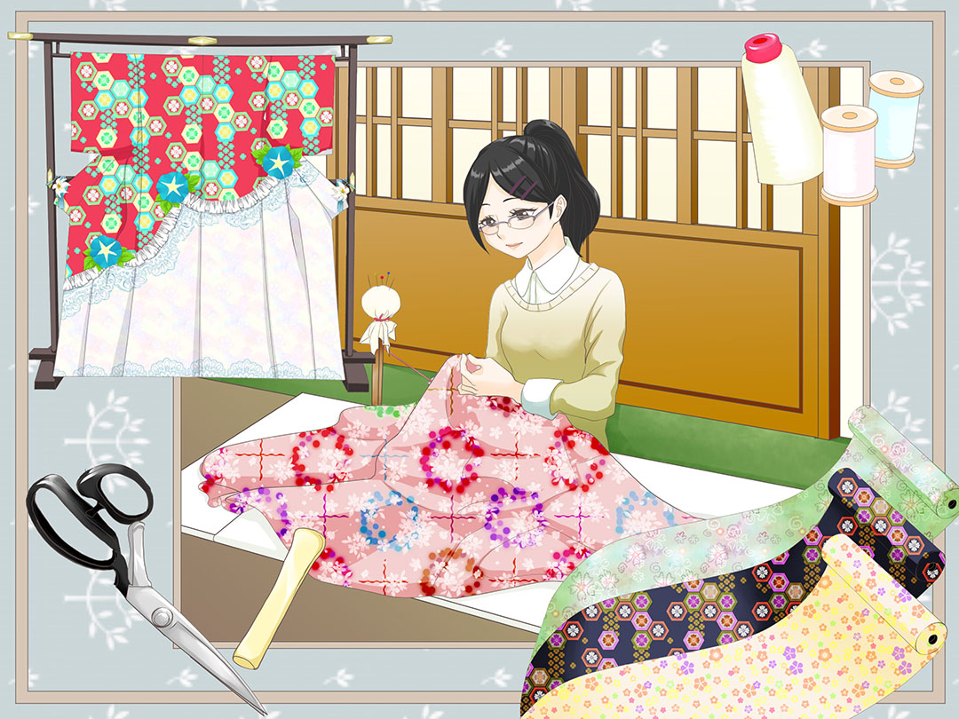 和裁士(kimono making)職業のイメージイラスト