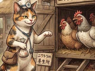 ニワトリとネコ