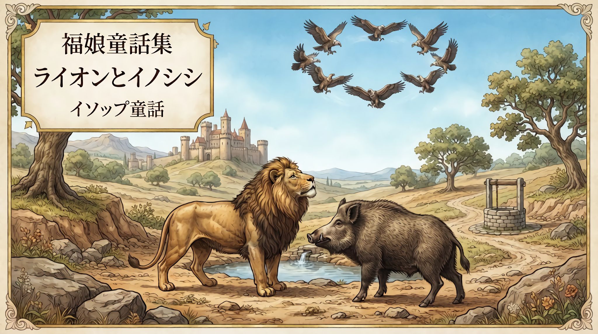 ライオンとイノシシ