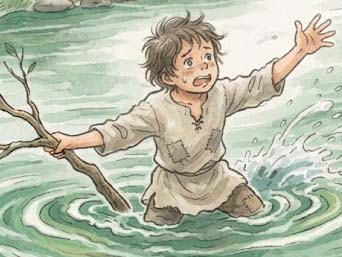 水遊びをするこども