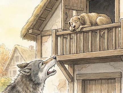 ねむっているイヌとオオカミ