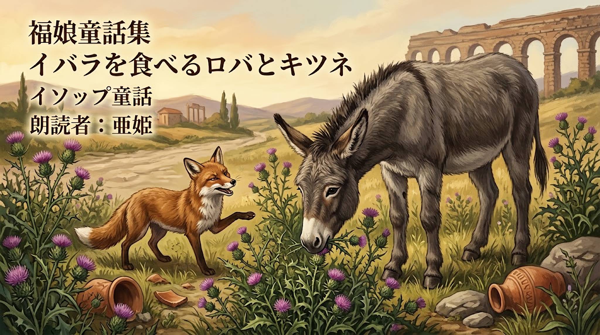 イバラを食べるロバとキツネ