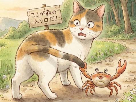 カニに負けたネコ