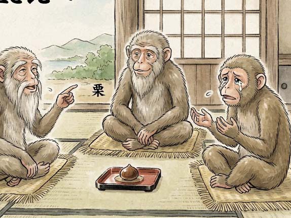 三匹のサルの長生き比べ