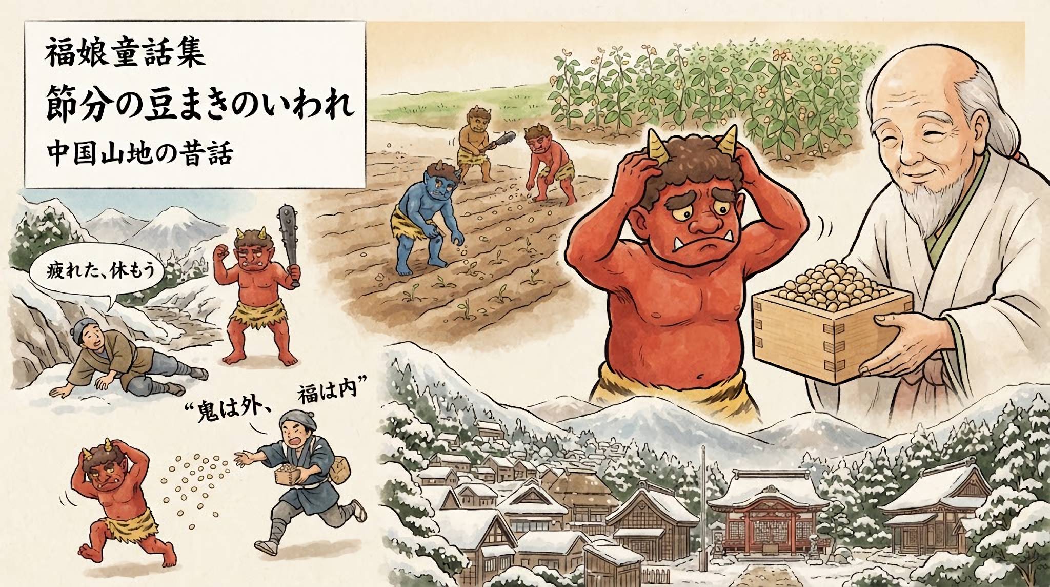 節分の豆まきのいわれ 中国山地の民話