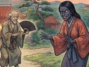 白いおうぎと黒いおうぎ