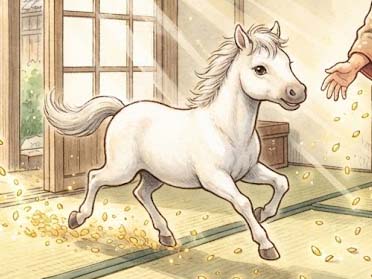 金の粒を出す馬