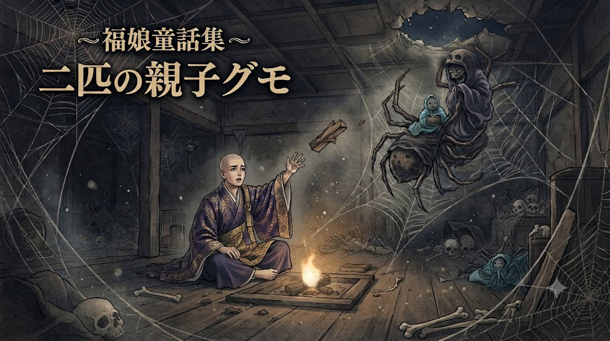 二匹の親子グモ