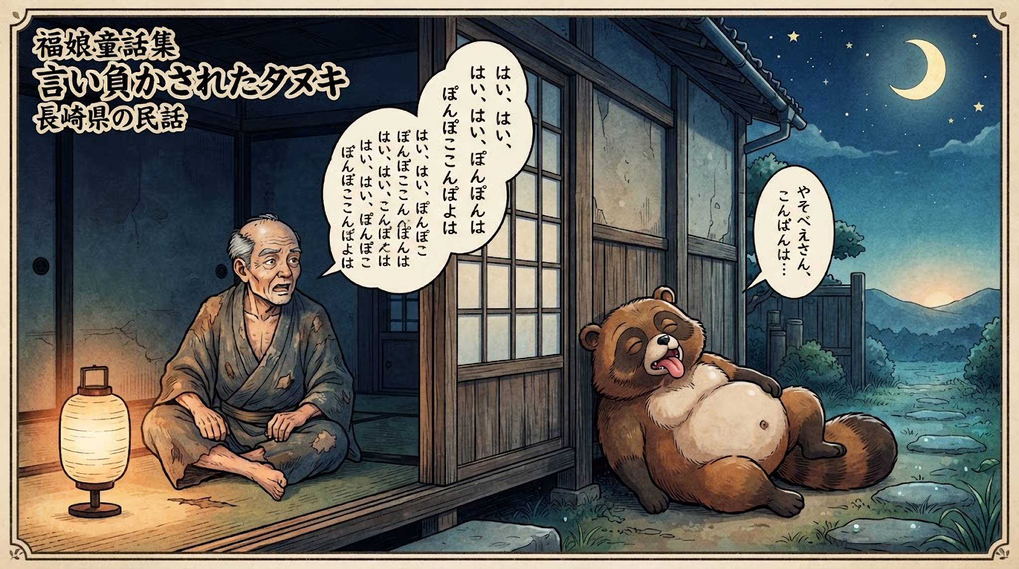 言い負かされたタヌキ