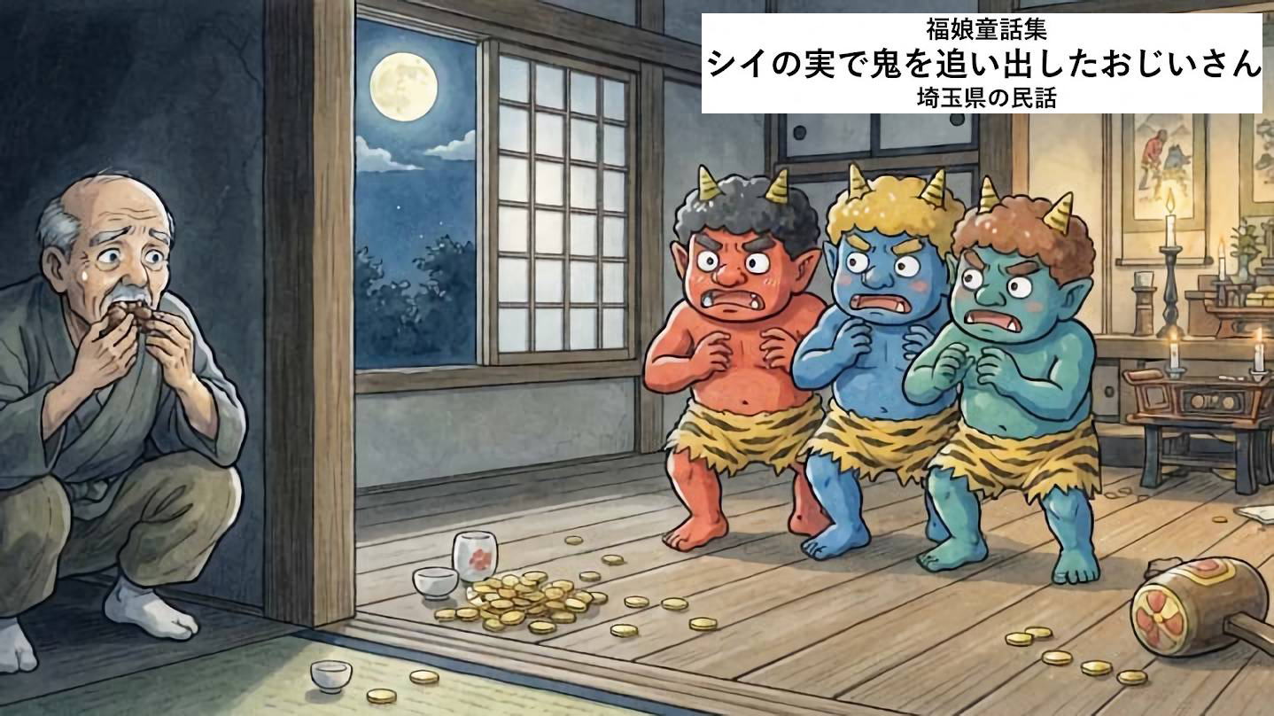 シイの実で鬼を追い出したおじいさん
