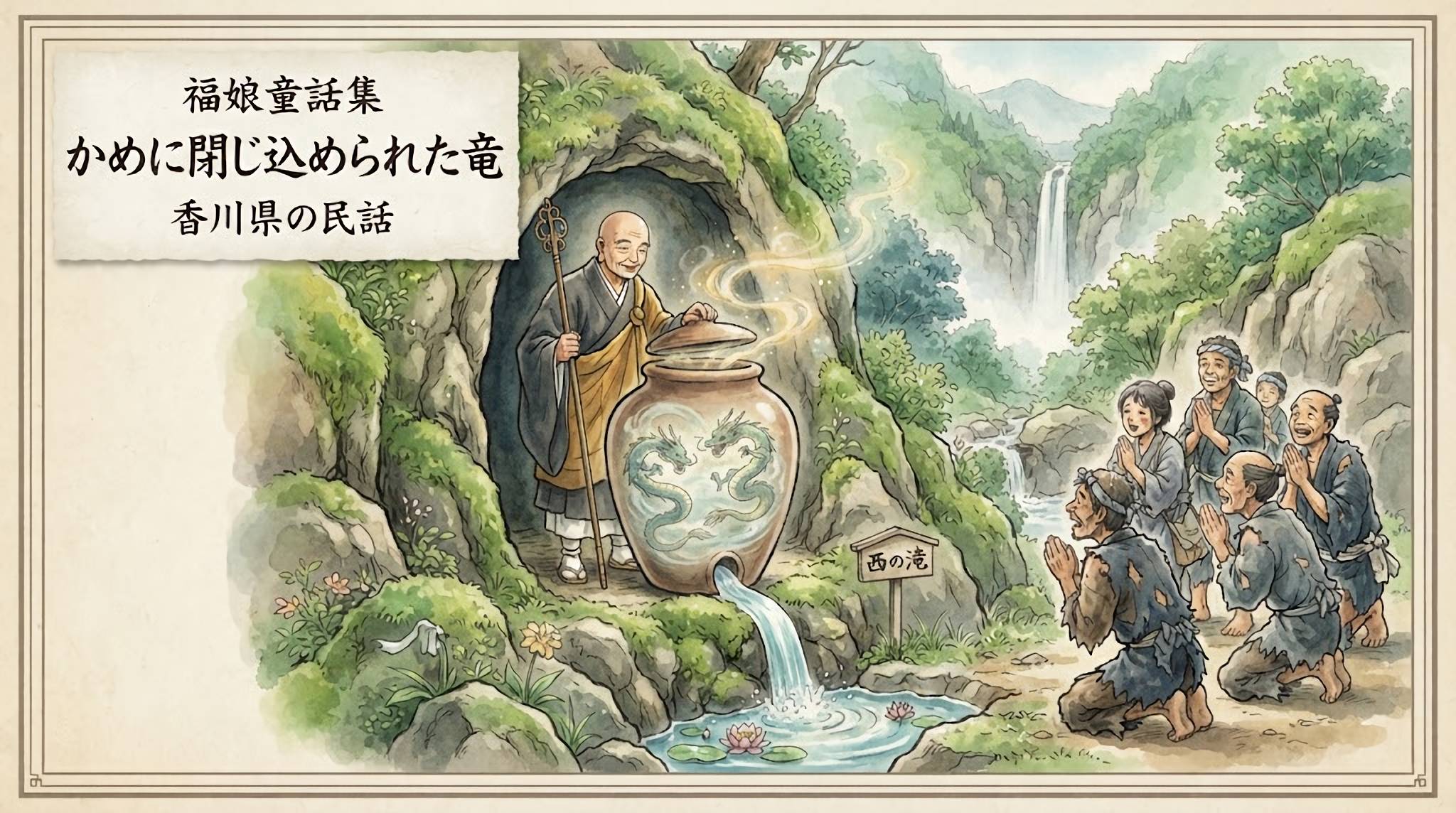 かめに閉じ込められた竜(西の滝の竜) 弘法話
