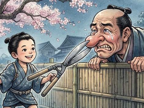 彦一とサクラの花