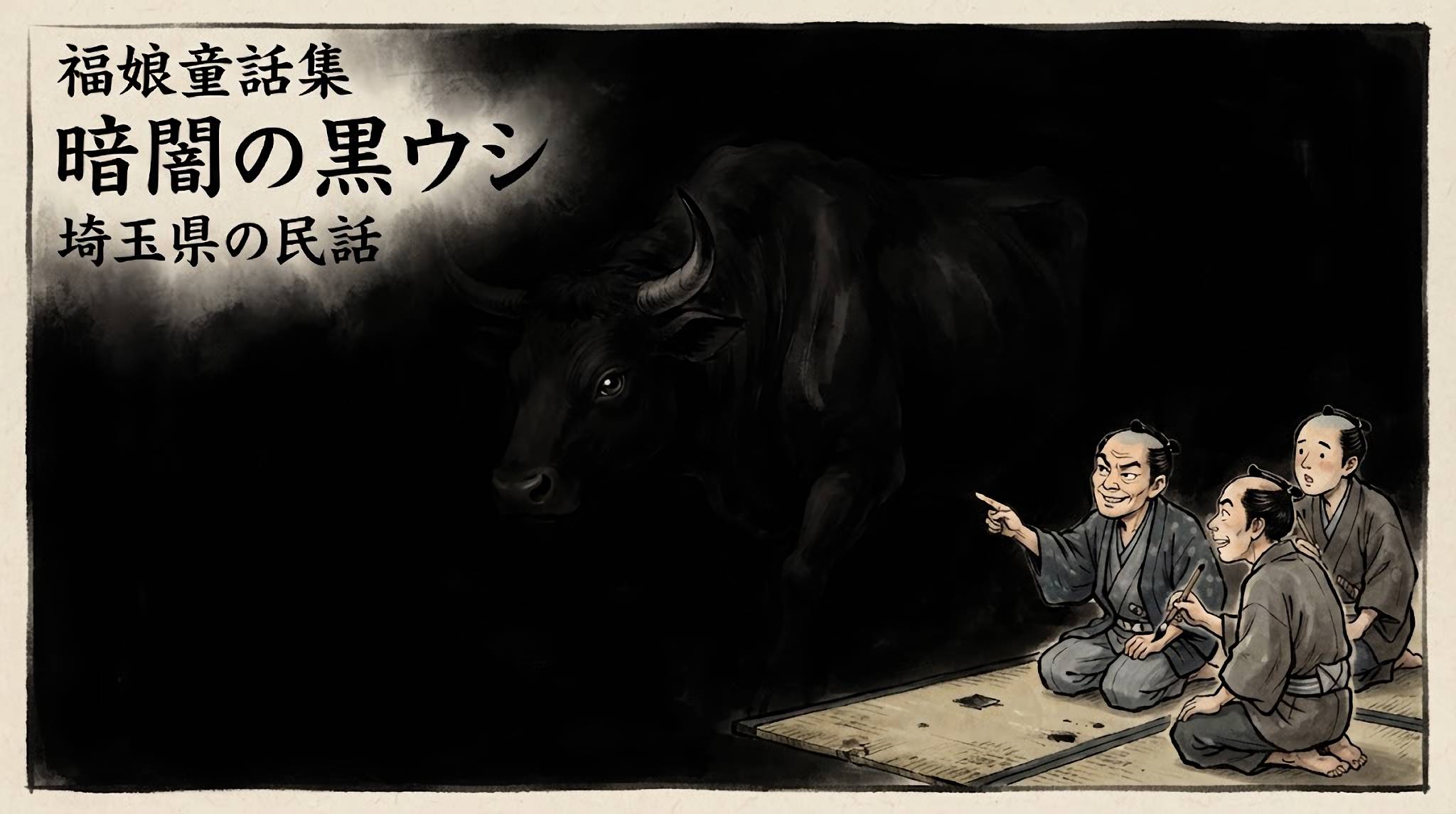 暗闇の黒ウシ
