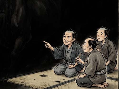 暗闇の黒ウシ