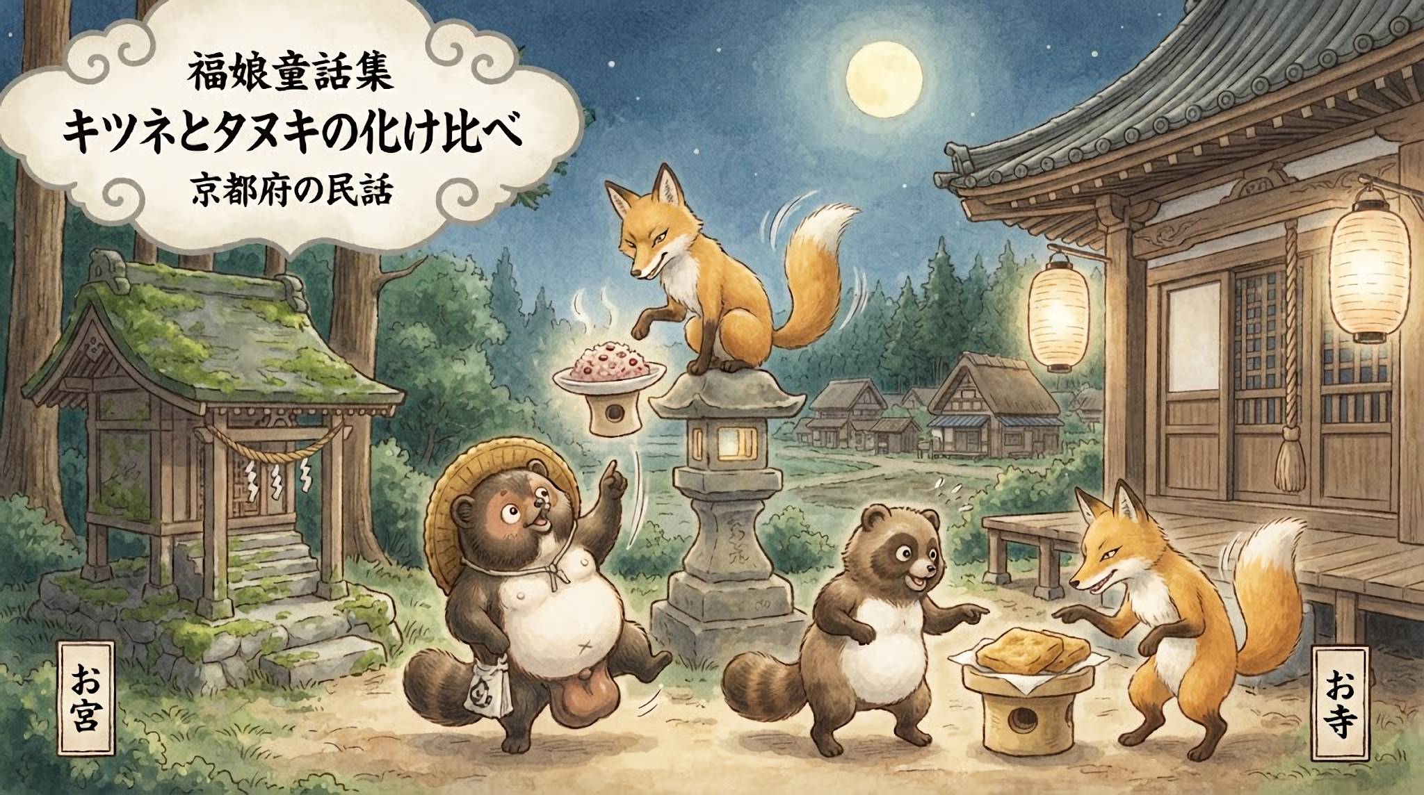 キツネとタヌキの化け比べ