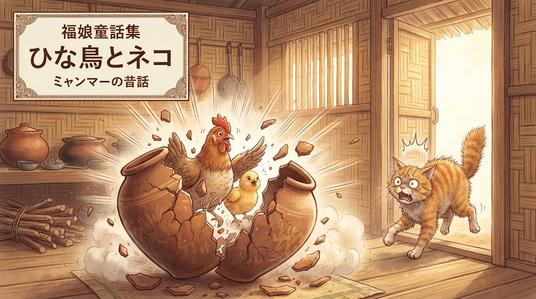 ひな鳥とネコ